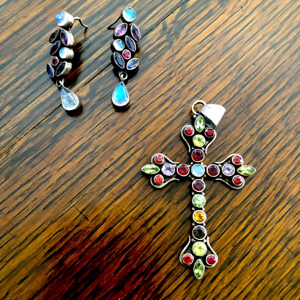 Nicky Butler cross and matching earrings